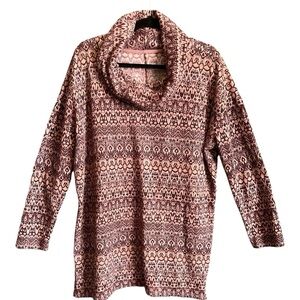 St. John's Bay Geometric Print Cowl Neck Print Tunic Sweater